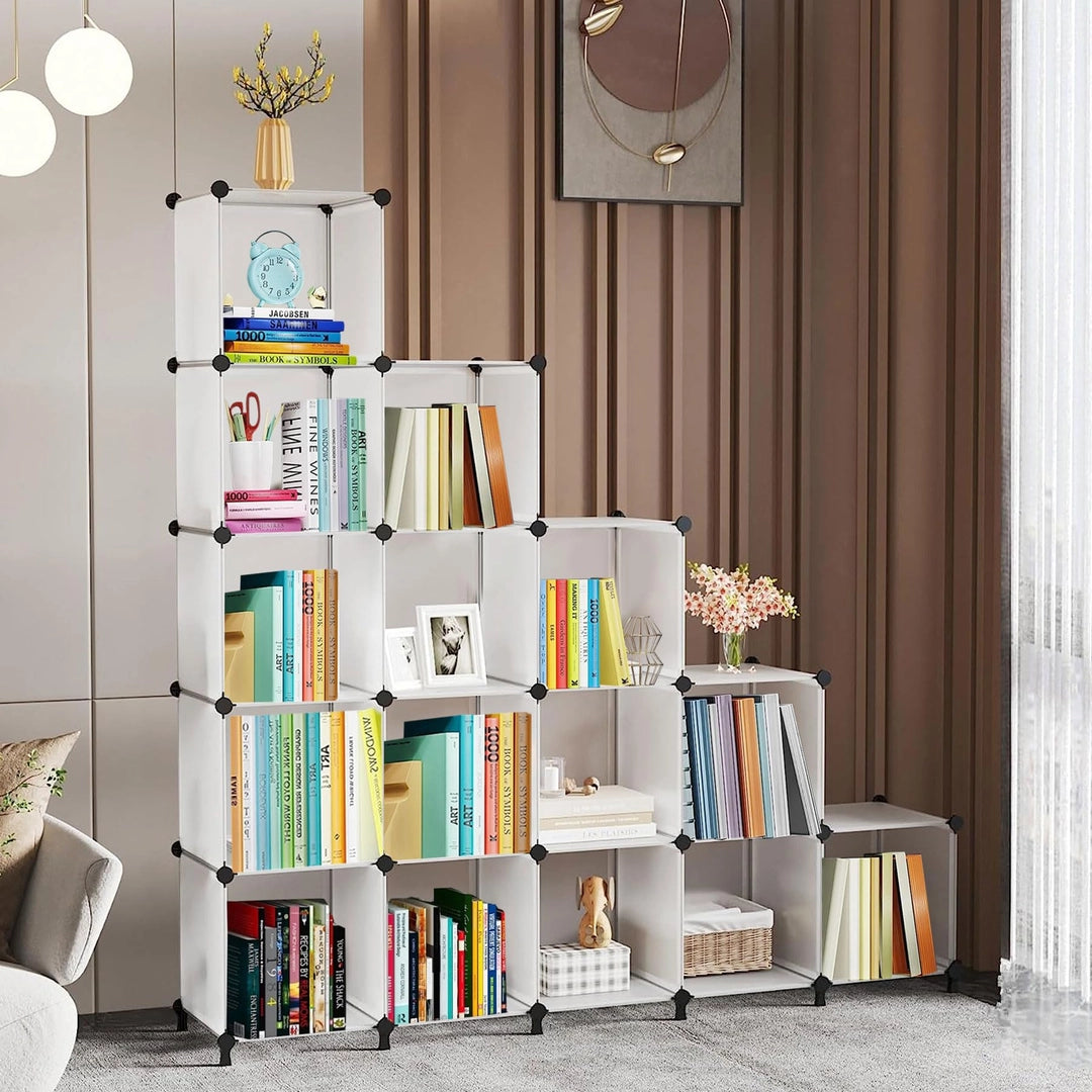 Regał modułowy 16 kostek 125x120 cm organizer z półkami na książki ubrania