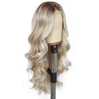 Peruka blond fale długie 55 cm lace front syntetyczna naturalny wygląd