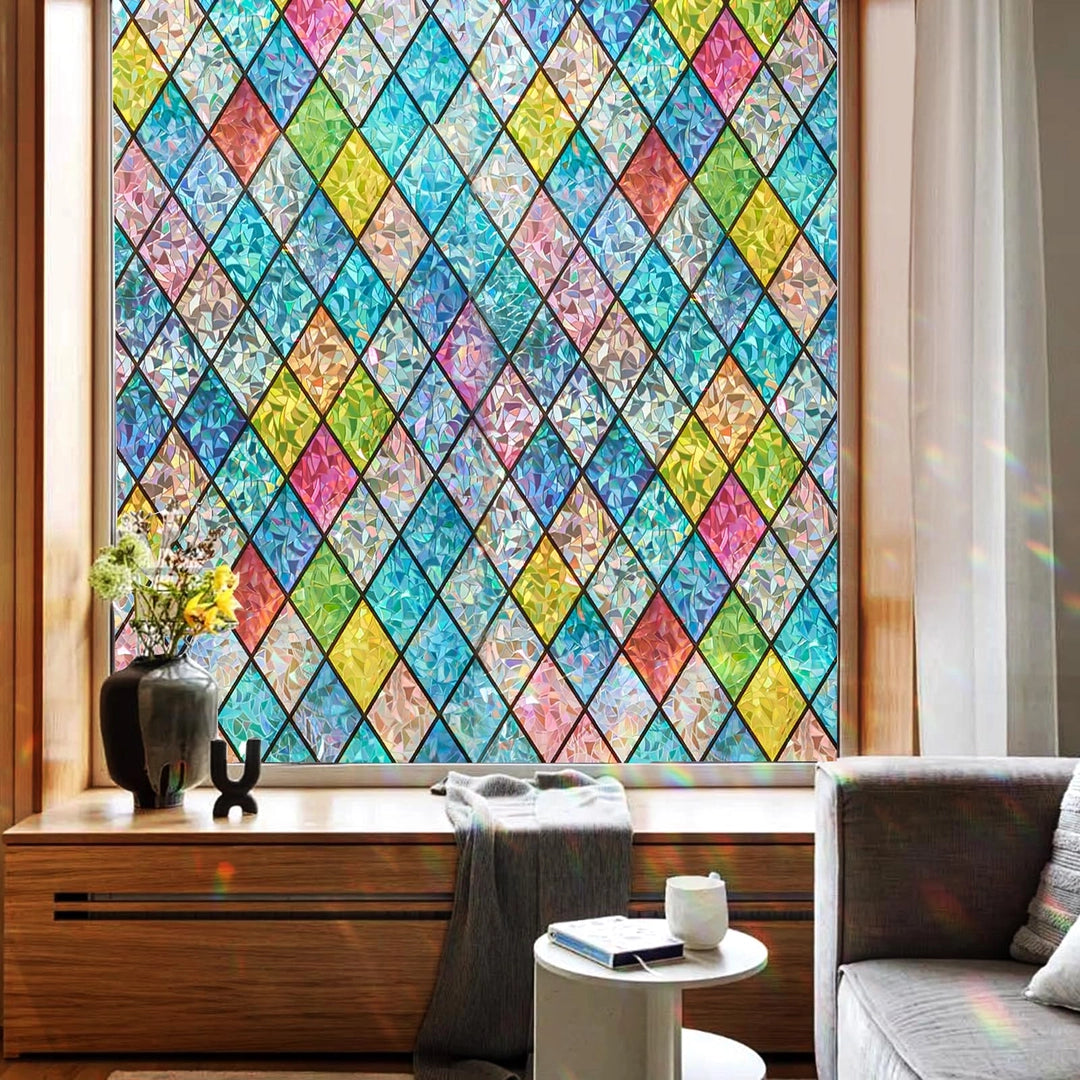 Folia okienna witrażowa samoprzylepna Kolorowa 3D z efektem pryzmatu 60x200 cm Drugie zdjęcie produktu