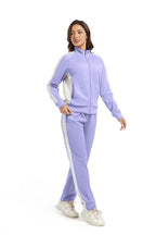 Damski dres liliowy komplet bluza na zamek i spodnie rozmiar XL