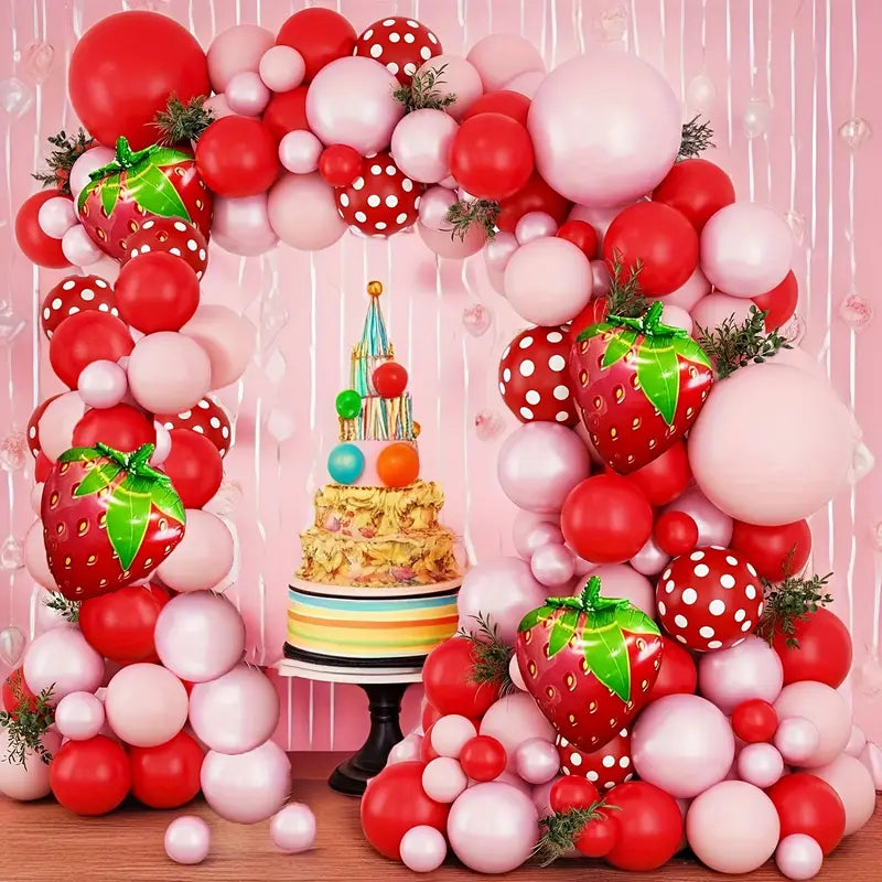 Zestaw Balonów Urodzinowych Girlanda Balonowa OWOCE Truskawki Letnie Balony