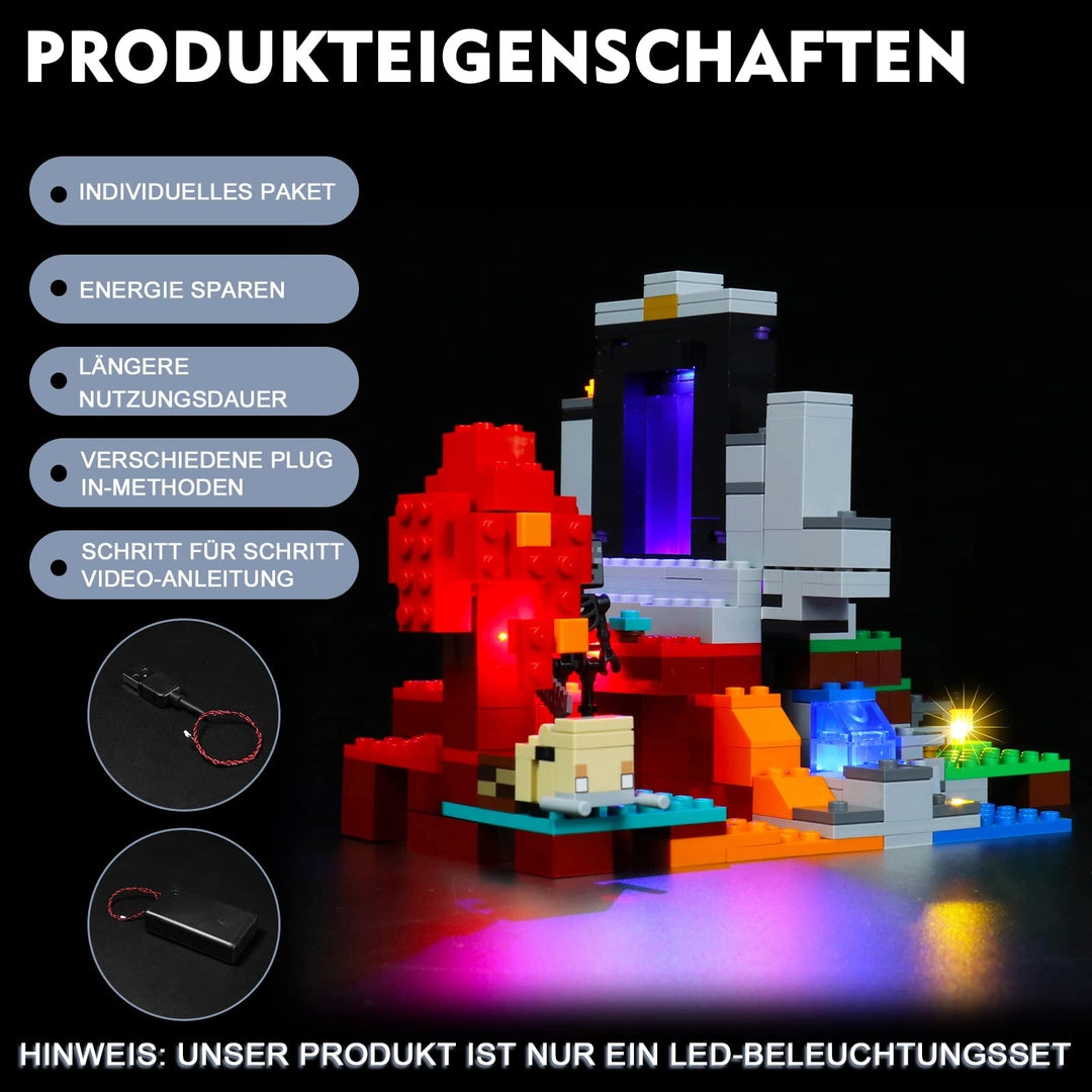 Zestaw LED do LEGO Minecraft Ruined Portal 21172 – podświetlenie zestawu
