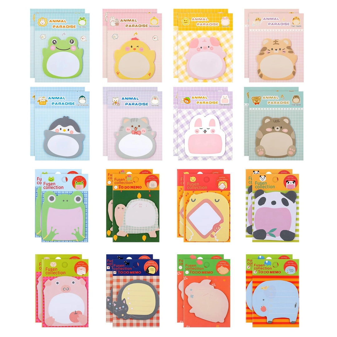 Zestaw 32 karteczek samoprzylepnych sticky notes zwierzątka kawaii Główne zdjęcie produktu