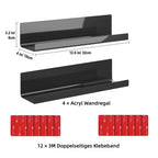 Zestaw 4 półki ścienne czarne akrylowe 32cm nowoczesne wiszące do łazienki biura