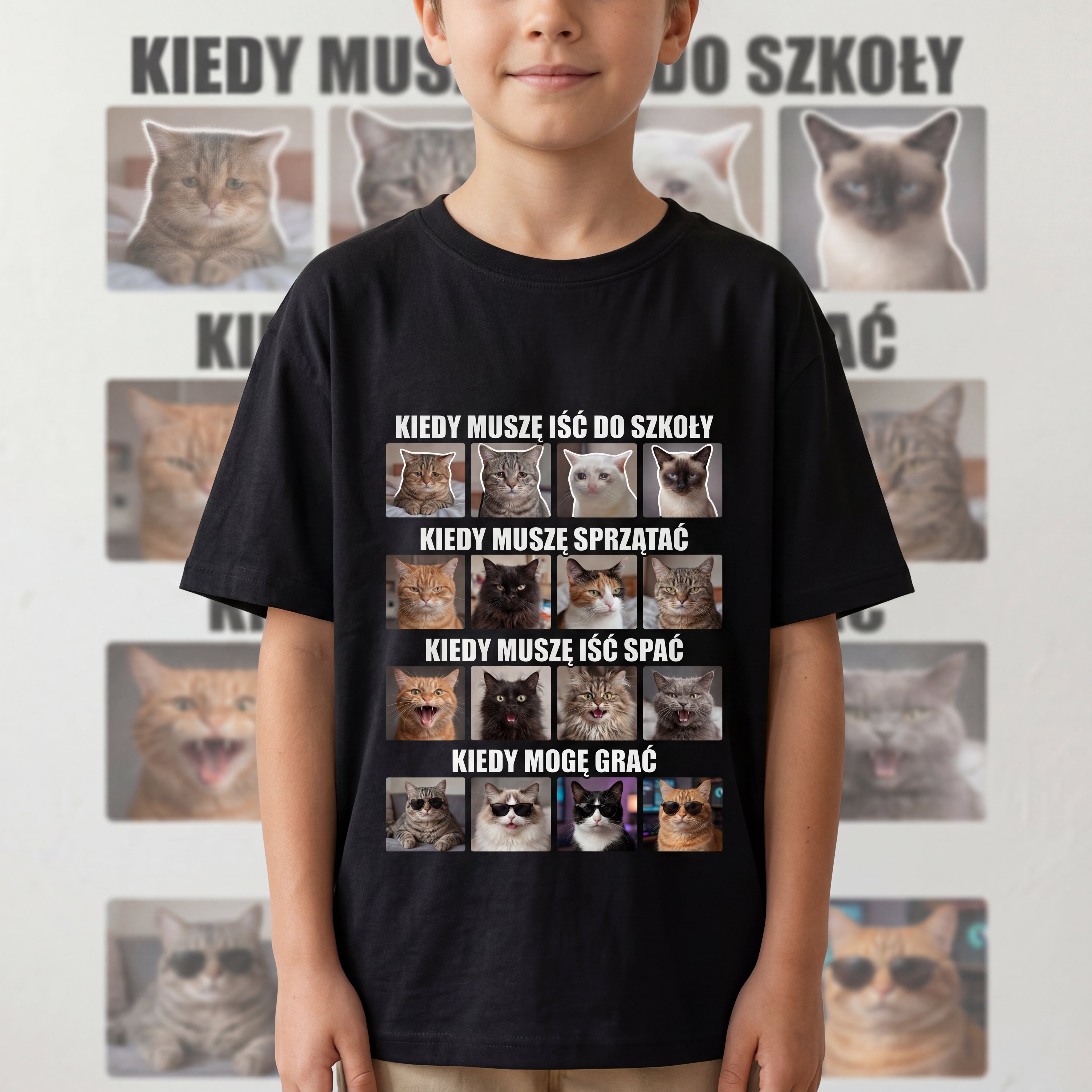 Śmieszna Koszulka z kotkami Kotami z memów Memy Dziecięca Bawełniana 26_4 Drugie zdjęcie produktu