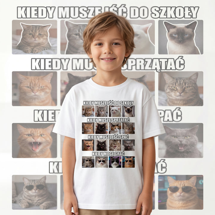 Śmieszna Koszulka z kotkami Kotami z memów Memy Dziecięca Bawełniana 26_4
