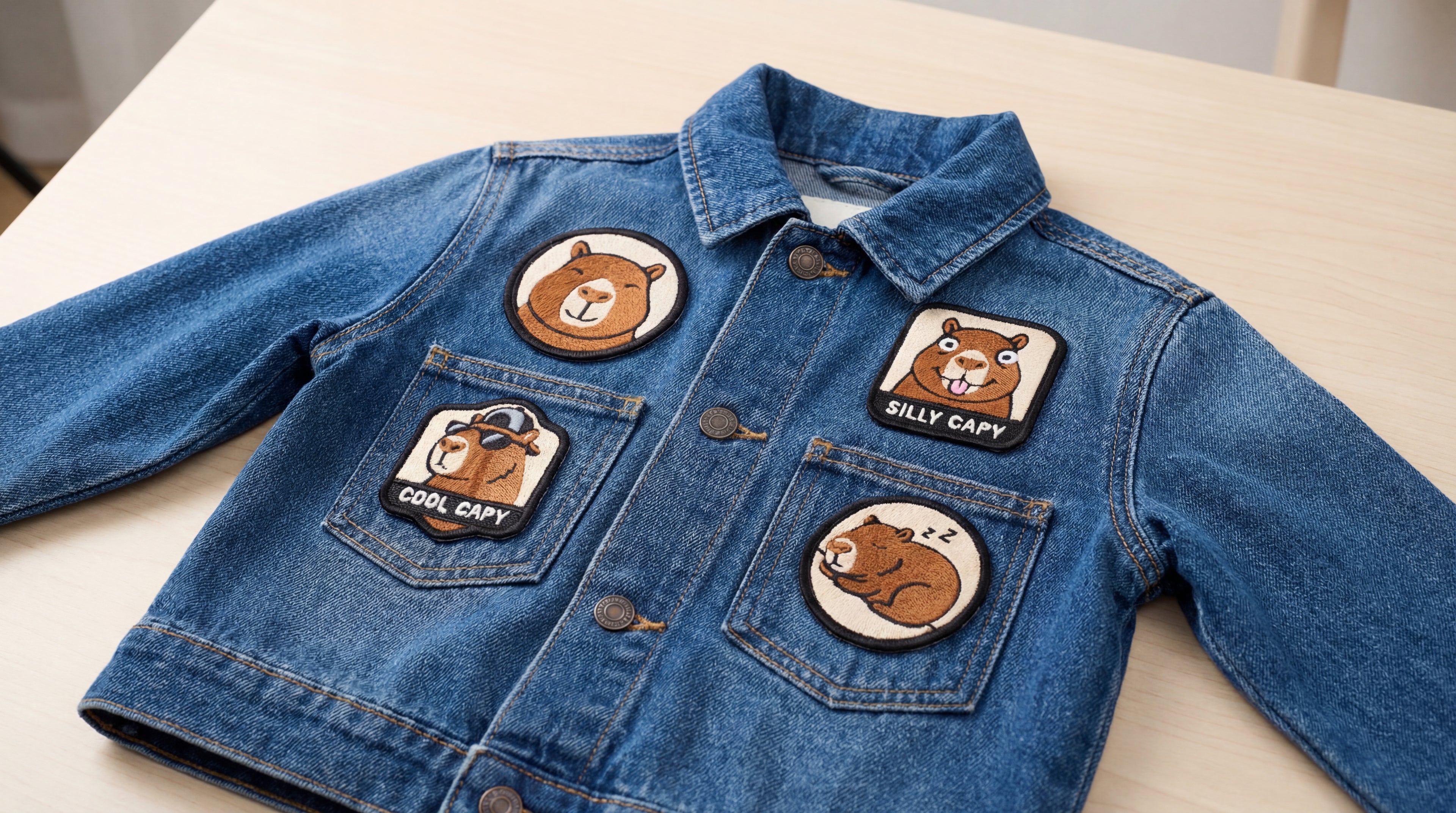 Naszywki Zestaw 4 naszywek z Kapibarą Haftowana Aplikacja Termo Naprasowanka - 042 Kapibara