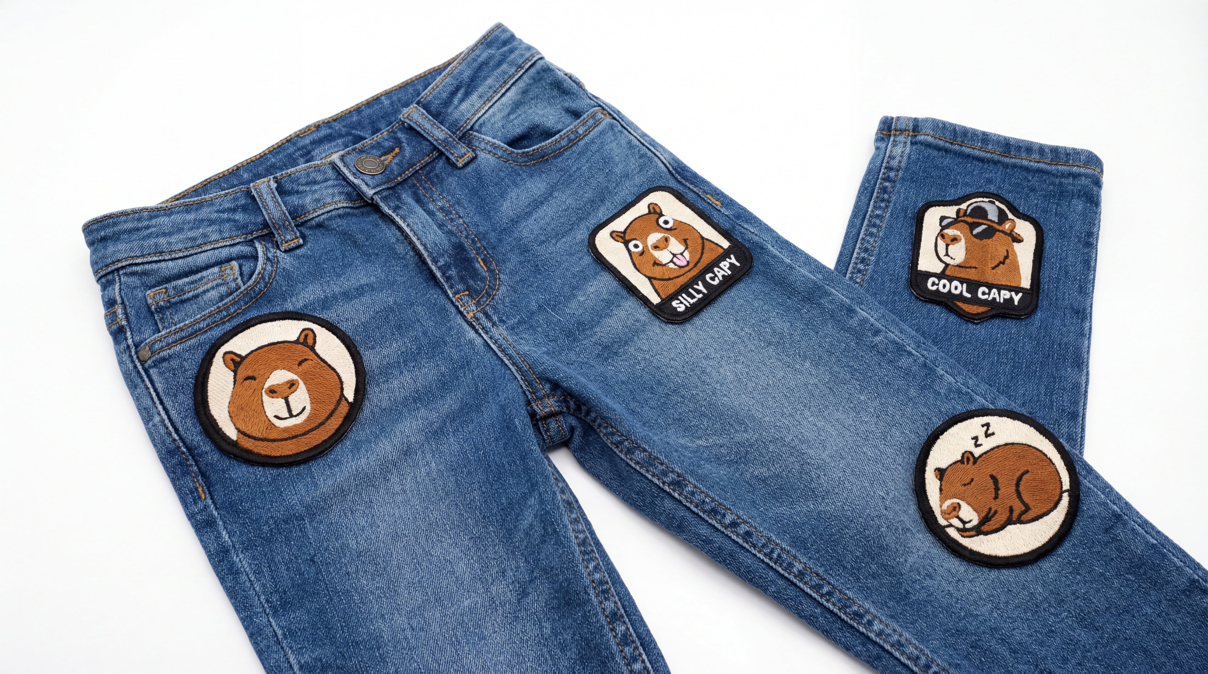 Naszywki Zestaw 4 naszywek z Kapibarą Haftowana Aplikacja Termo Naprasowanka - 042 Kapibara