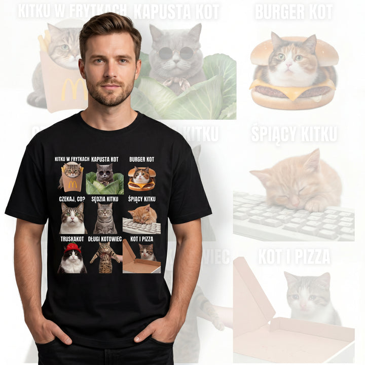 Koszulka Męska Damska T-Shirt - Śmieszne Koty z Memów Prezent Dla kociarza 26_3