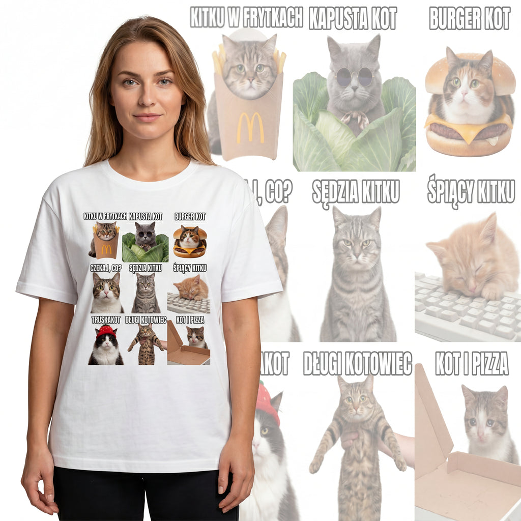 Koszulka Męska Damska T-Shirt - Śmieszne Koty z Memów Prezent Dla kociarza 26_3