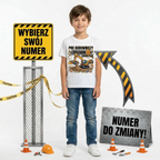 Koszulka Dziecięca Budowniczy Koparki Budowa Personalizowana Cyfrą Na Urodziny