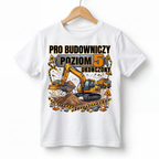 Koszulka Dziecięca Budowniczy Koparki Budowa Personalizowana Cyfrą Na Urodziny