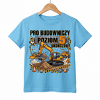 Koszulka Dziecięca Budowniczy Koparki Budowa Personalizowana Cyfrą Na Urodziny