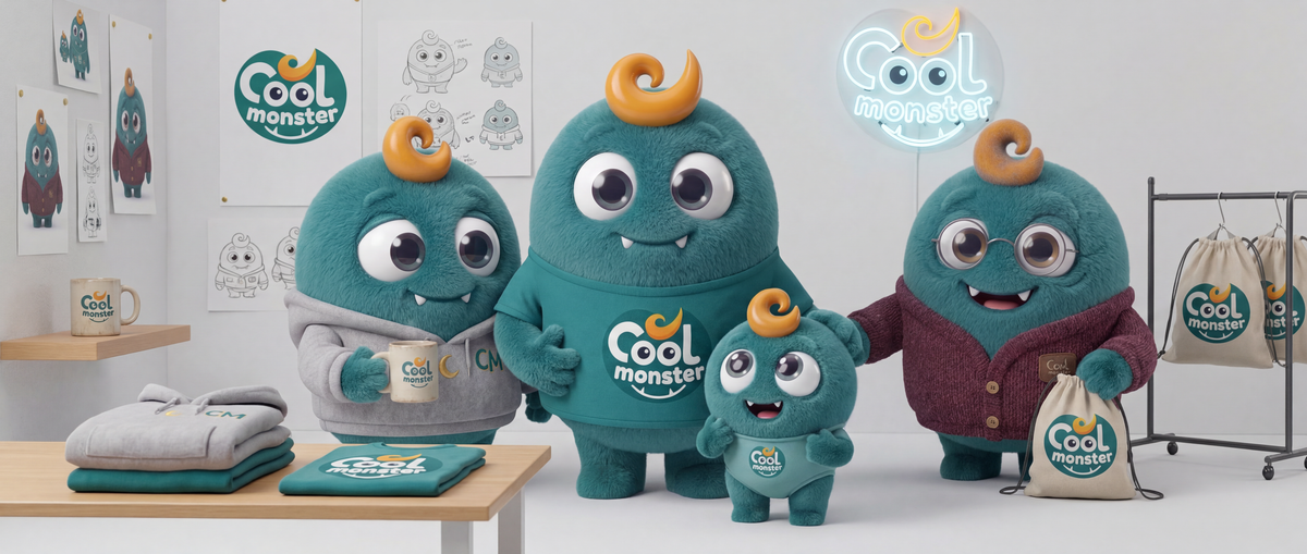 Rodzina potworków Cool.Monster z odzieżą i gadżetami z nadrukiem
