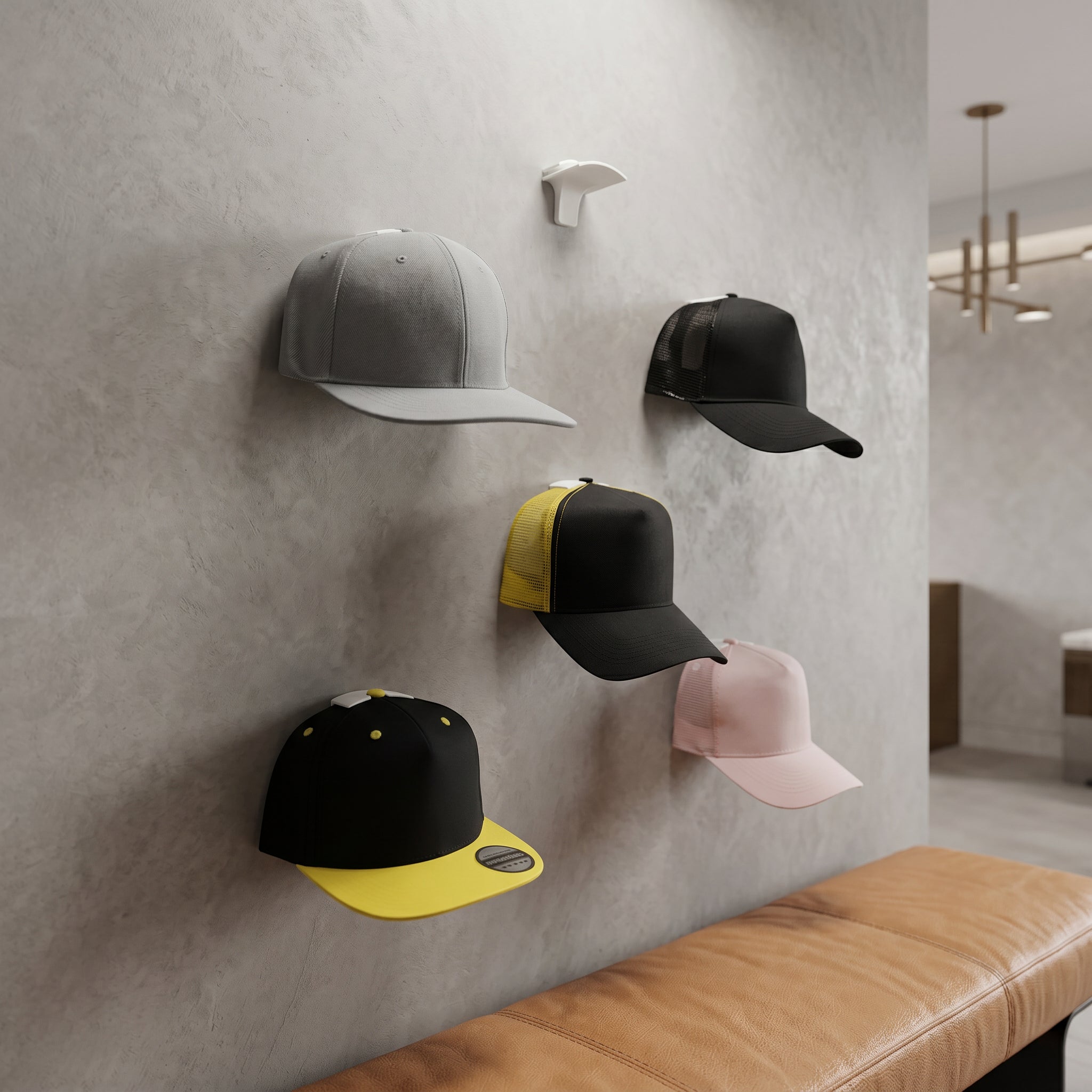 Wieszaki Haczyki na czapki z daszkiem 6 szt. biały uchwyty na ścianę Samoprzylepne Drugie zdjęcie produktu