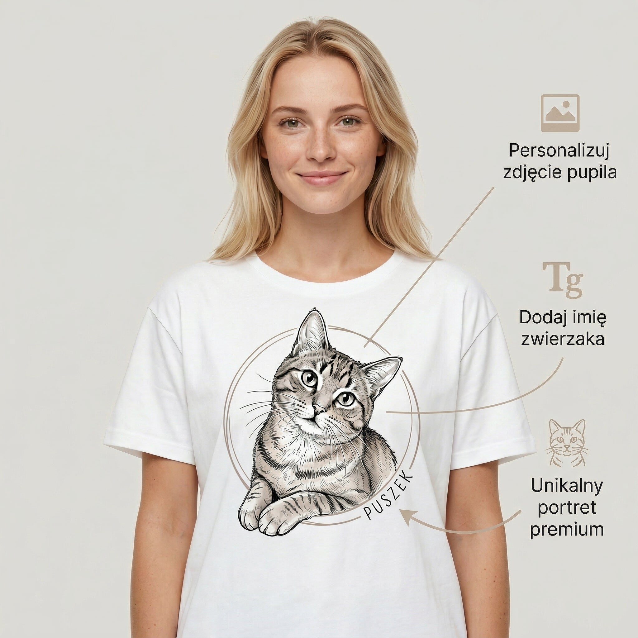Koszulka Męska Damska T-Shirt Portret Twojego zwierzaka - Personalizowana Idealna na Prezent