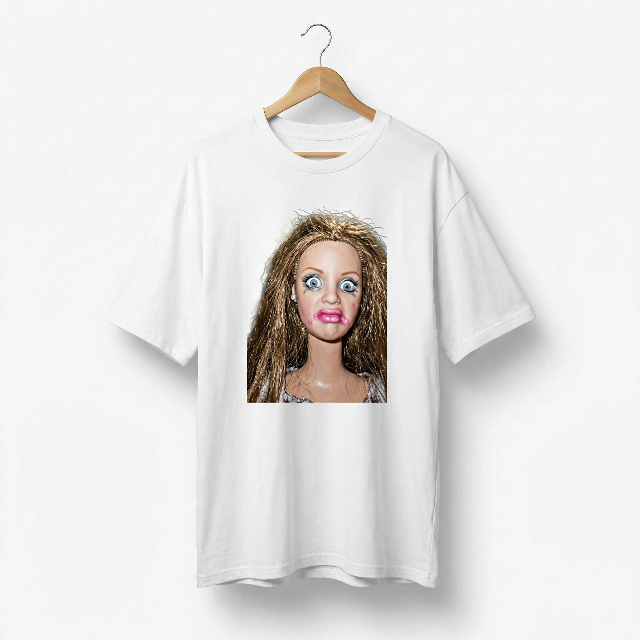 Koszulka Damska Męska Śmieszna MEME DISGUSTED DOLL FACE T-Shirt Oversize Biała Czarna