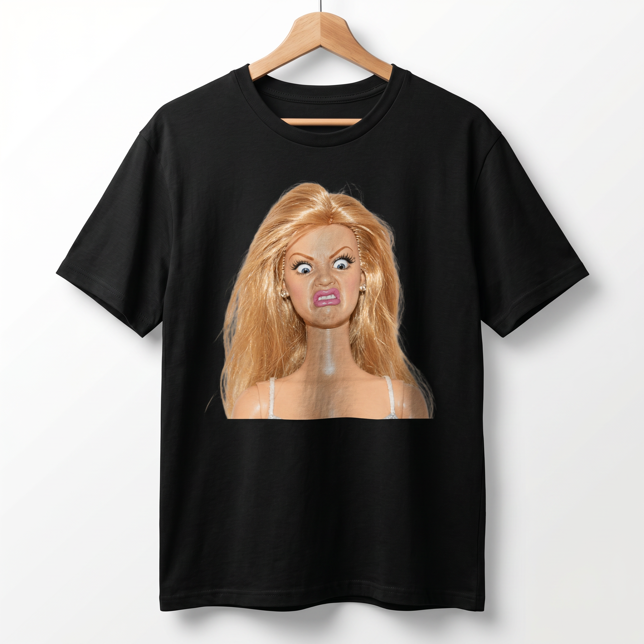 Koszulka Damska Męska Śmieszna MEME DISGUSTED DOLL FACE Zniesmaczona Blondynka T-Shirt Klasyczny
