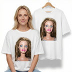 Koszulka Damska Męska Śmieszna MEME DISGUSTED DOLL FACE T-Shirt Oversize Biała Czarna