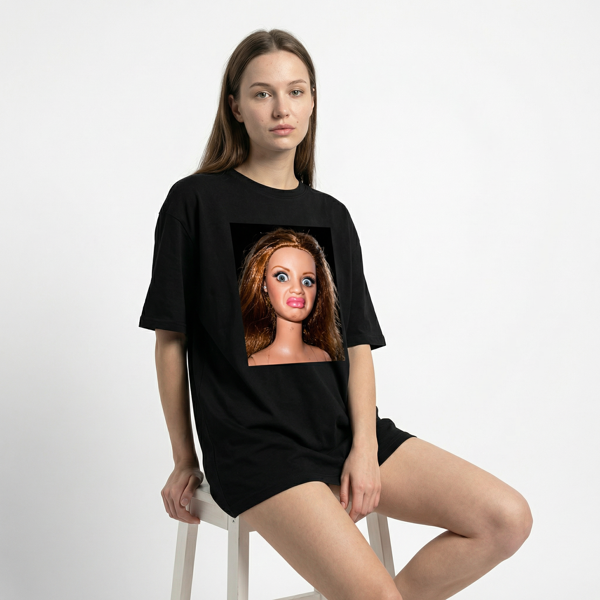 Koszulka Damska Męska Śmieszna MEME DISGUSTED DOLL FACE T-Shirt Oversize