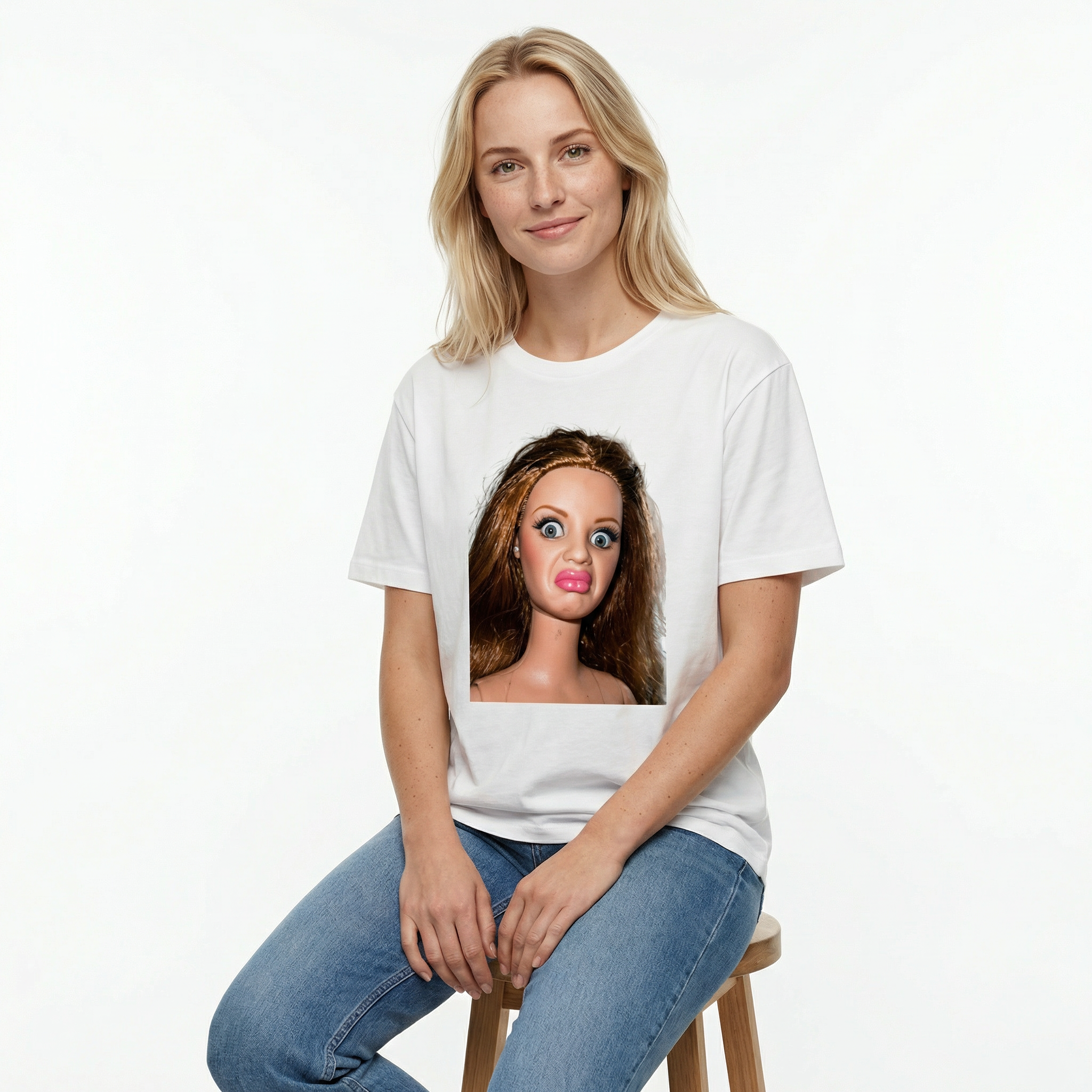 Koszulka Damska Męska Śmieszna MEME DISGUSTED DOLL FACE T-Shirt Klasyczny