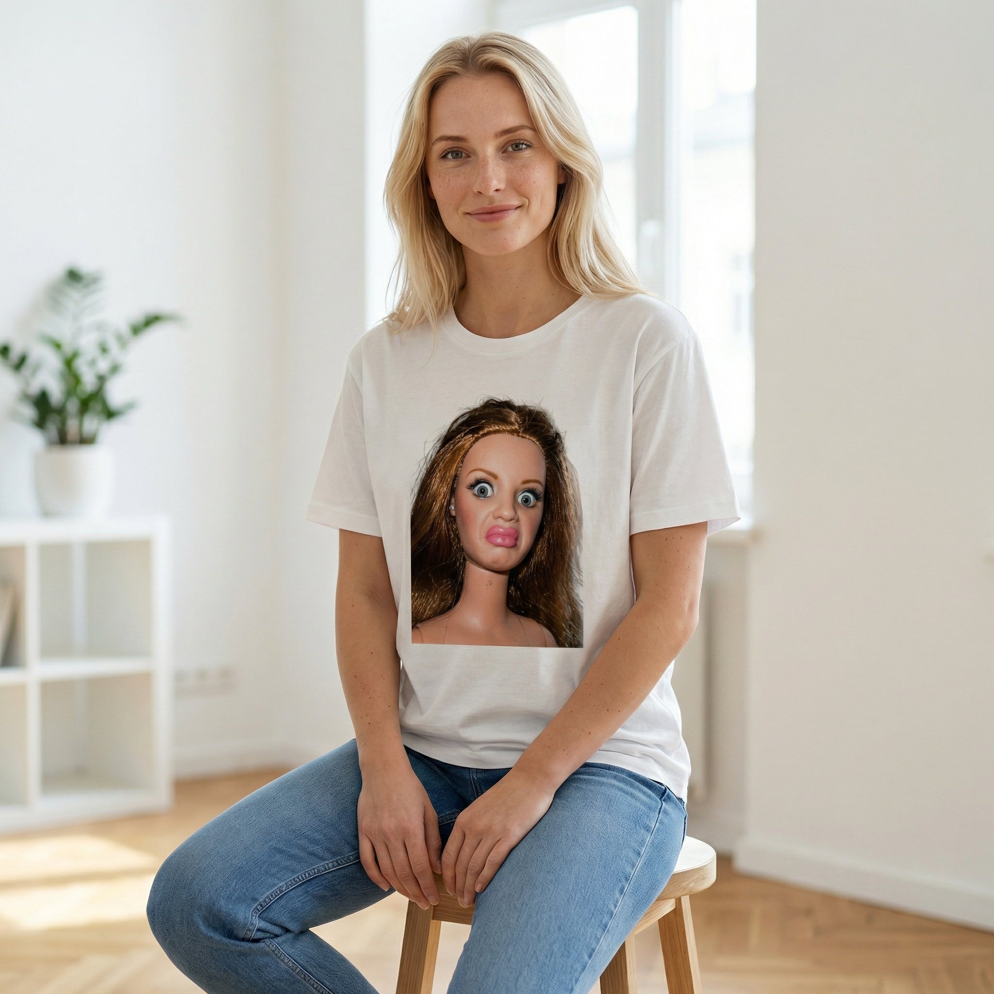 Koszulka Damska Męska Śmieszna MEME DISGUSTED DOLL FACE T-Shirt Klasyczny