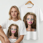 Koszulka Damska Męska Śmieszna MEME DISGUSTED DOLL FACE T-Shirt Oversize Biała Czarna