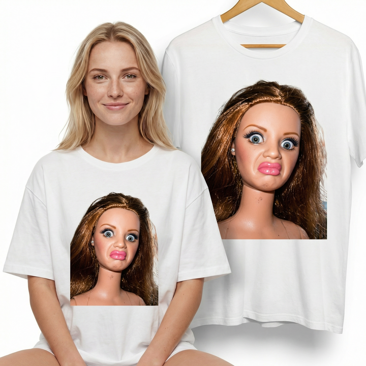 Koszulka Damska Męska Śmieszna MEME DISGUSTED DOLL FACE T-Shirt Oversize