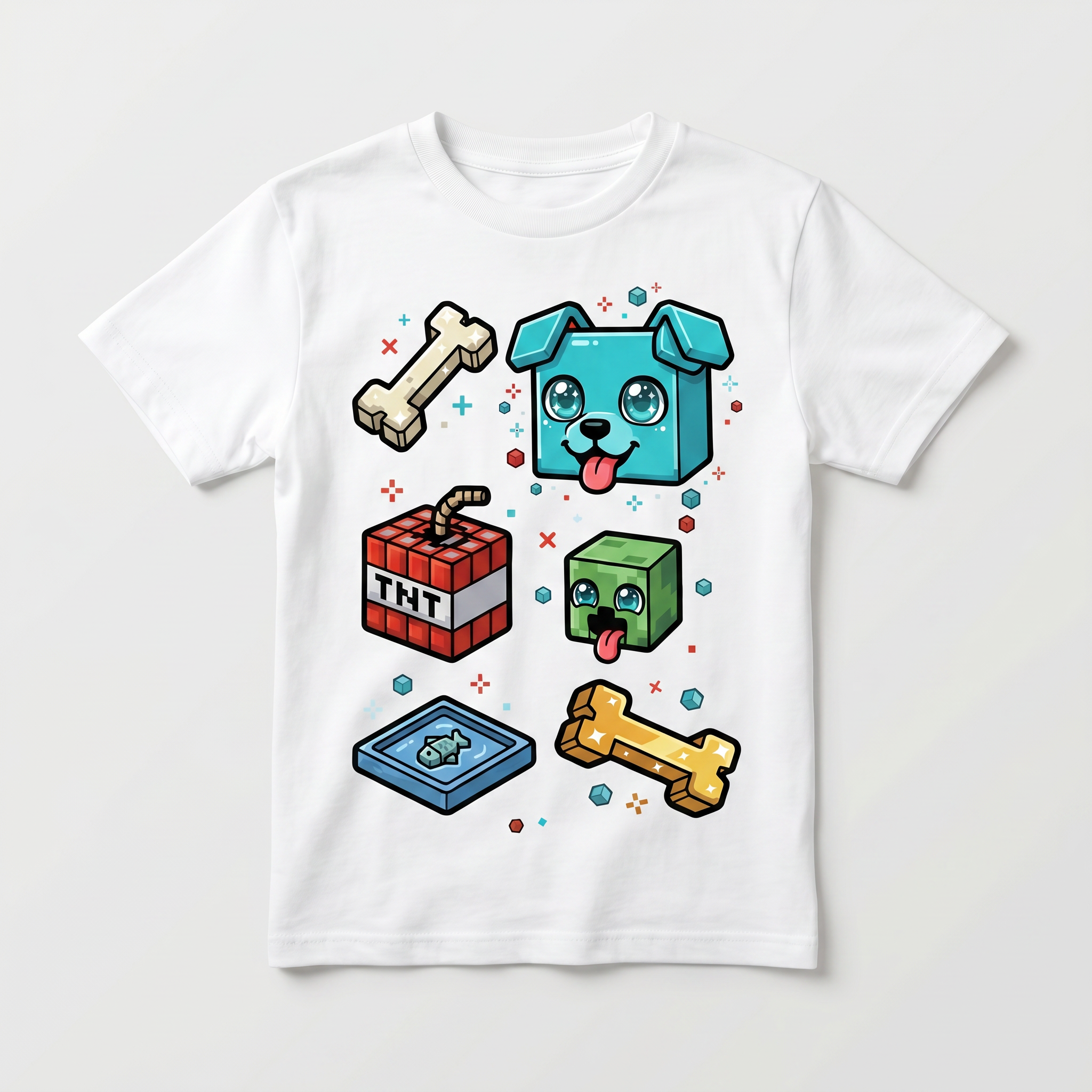 Naprasowanki, Naplamki Łatki DTF Na Ubrania Zestaw Dla Dzieci Arkusz A4 Minecraft Piesek