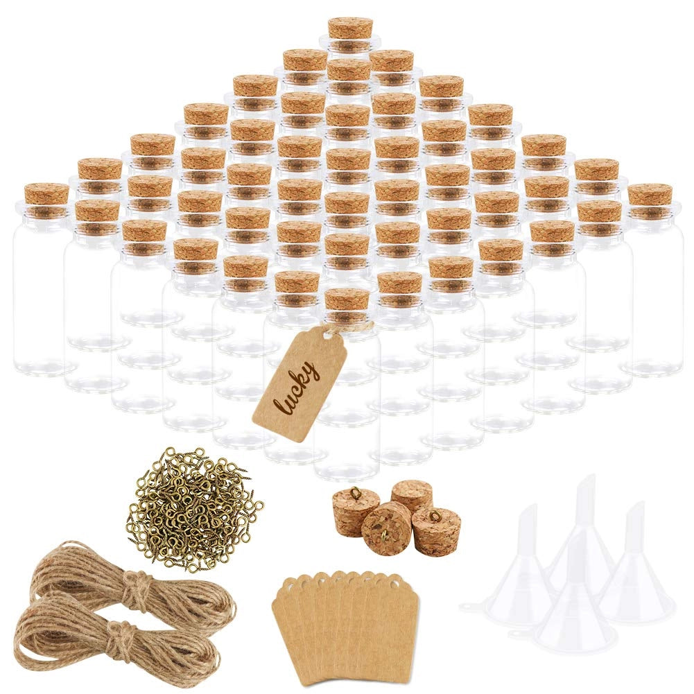 Mini Buteleczki szklane z korkiem na ozdoby podziękowania Komplet 110 szt