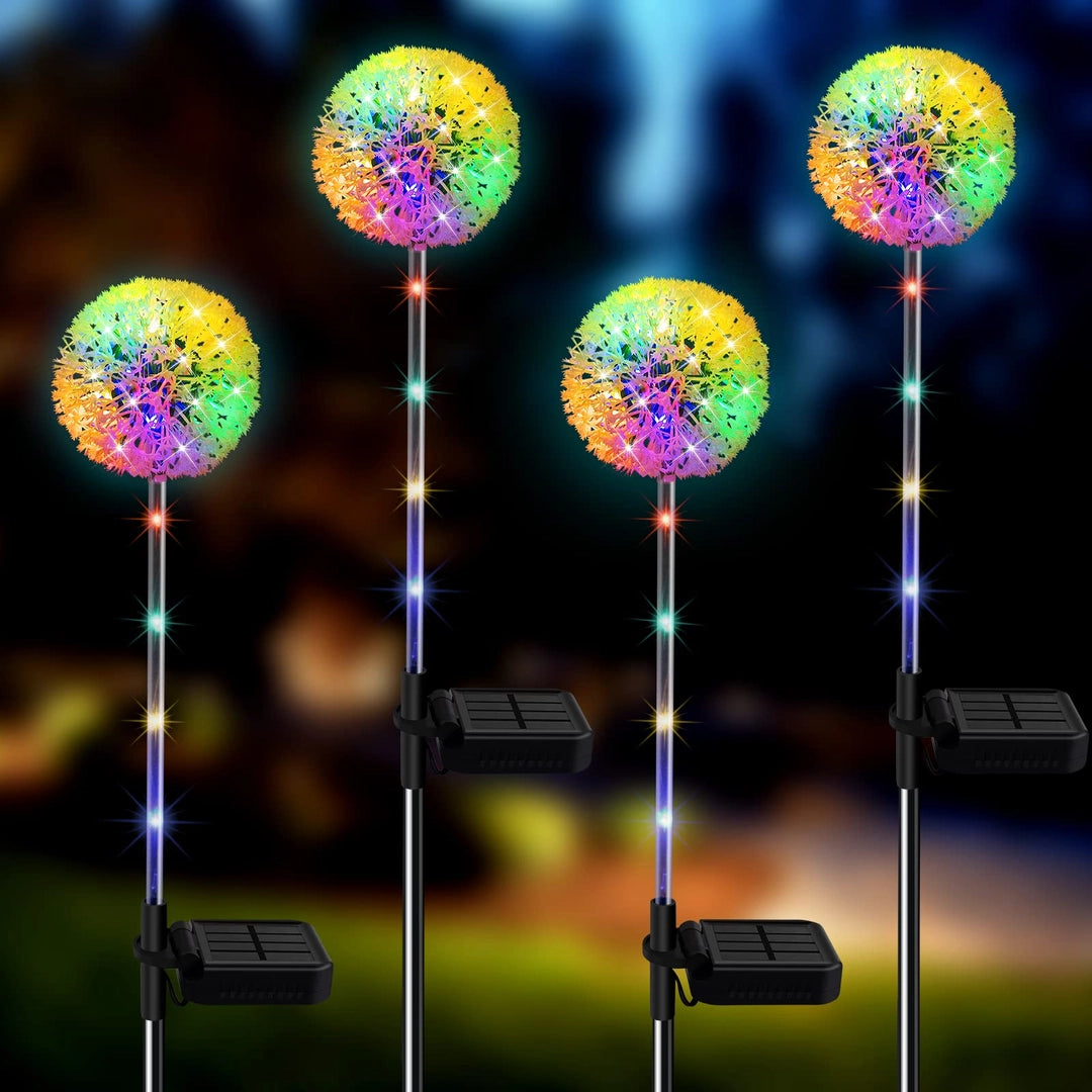 Lampki solarne LED dmuchawce ogrodowe IP65 RGB 4 sztuki na patyku