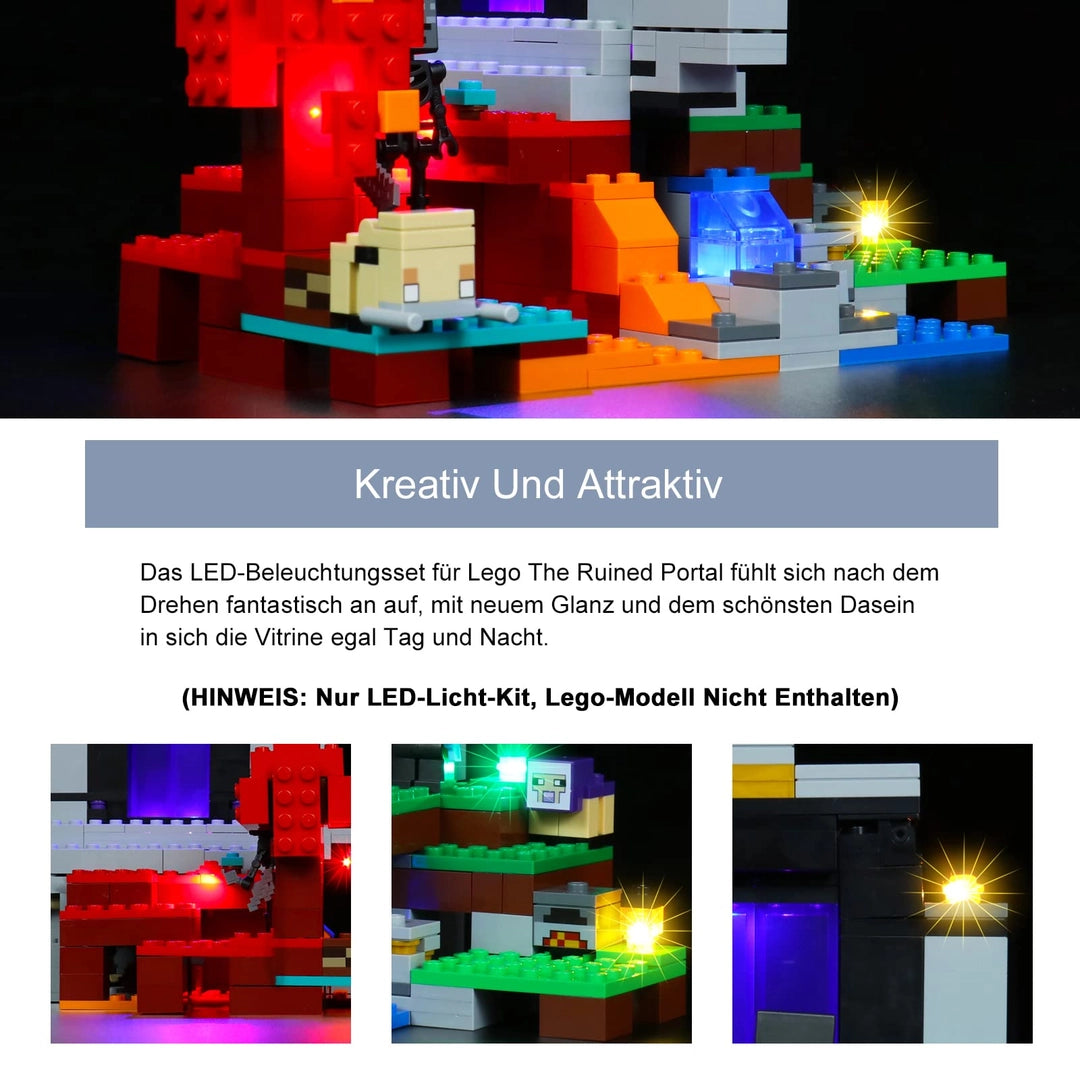 Zestaw LED do LEGO Minecraft Ruined Portal 21172 – podświetlenie zestawu