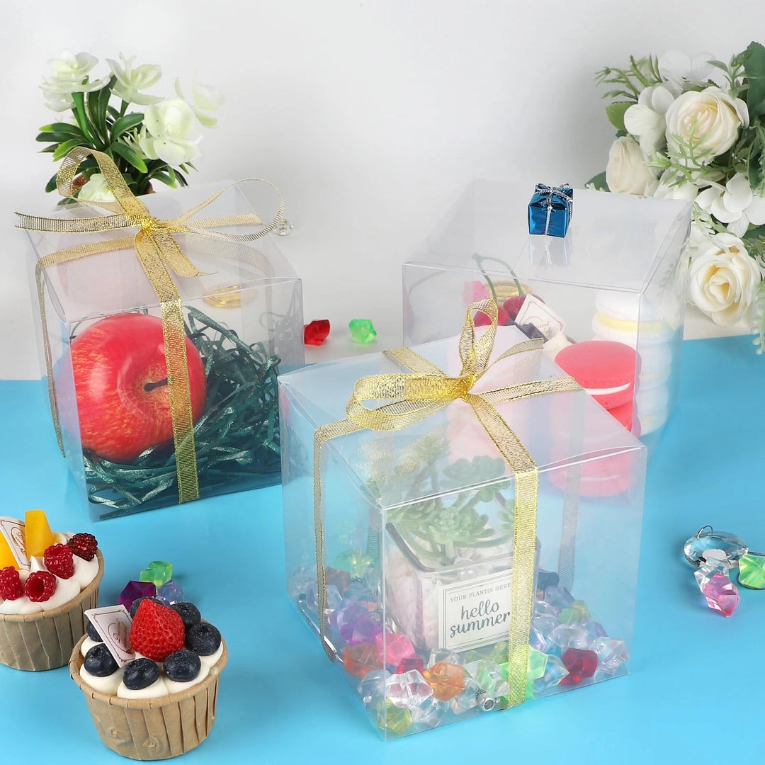 Przezroczyste pudełka PET 12x12 cm składane opakowania na prezenty upominki 10szt