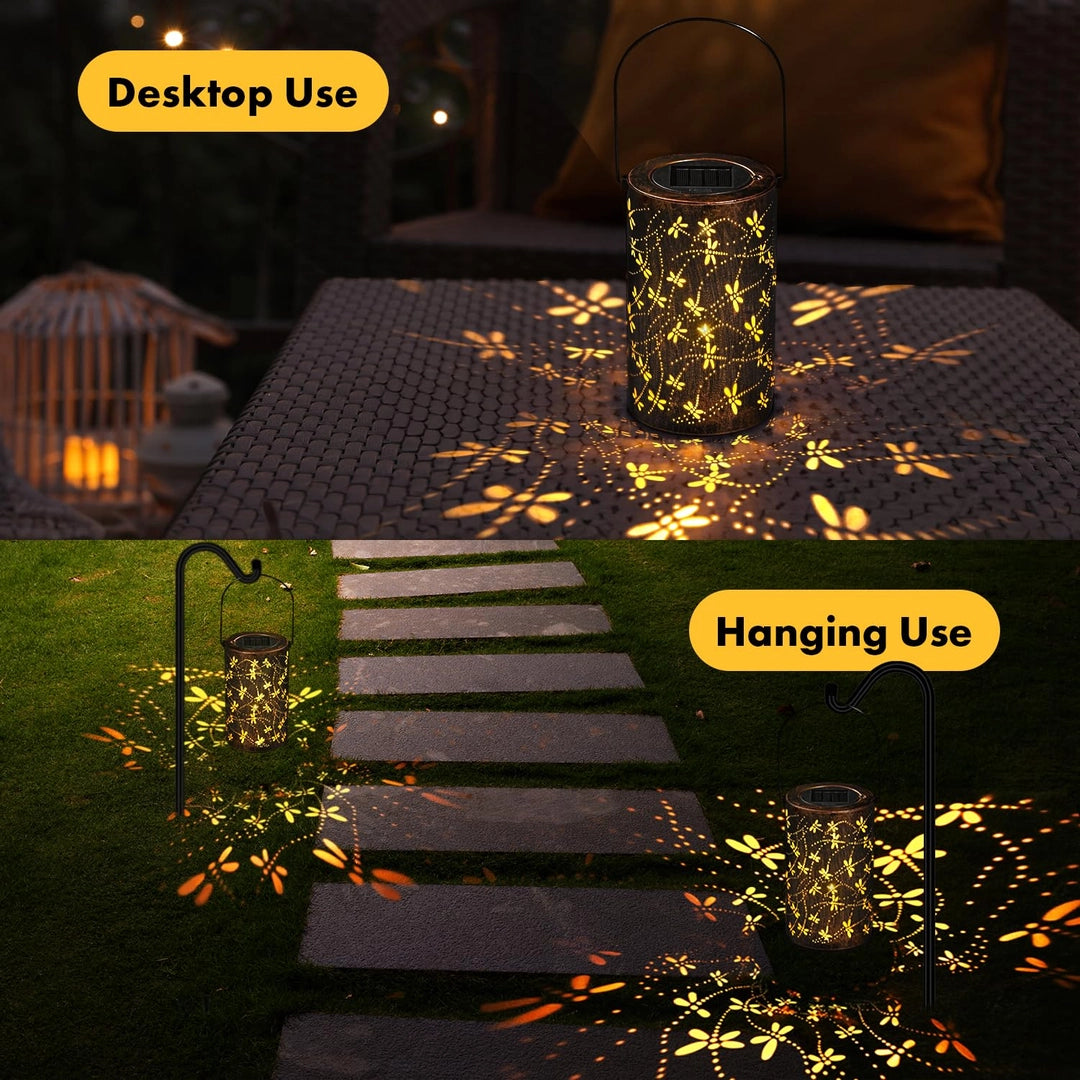 Lampa Solarna Dekoracyjna Led Ogrodowa Wisząca na Balkon Taras Ogrodowa Lampion