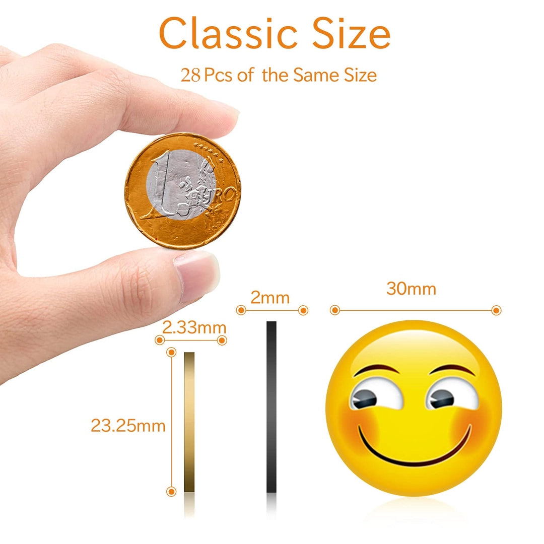 Zestaw magnesów emoji 28 szt. uśmiechnięte buźki 3 cm na lodówkę i auto