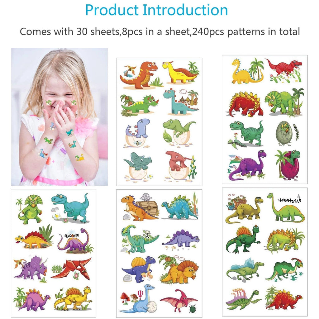Tatuaże zmywalne dinozaury dla dzieci 240 szt. zestaw imprezowy i kreatywny
