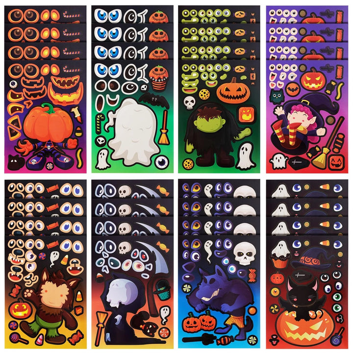 Naklejki Halloween zestaw 24 arkusze DIY potworki duchy dynie dla dzieci
