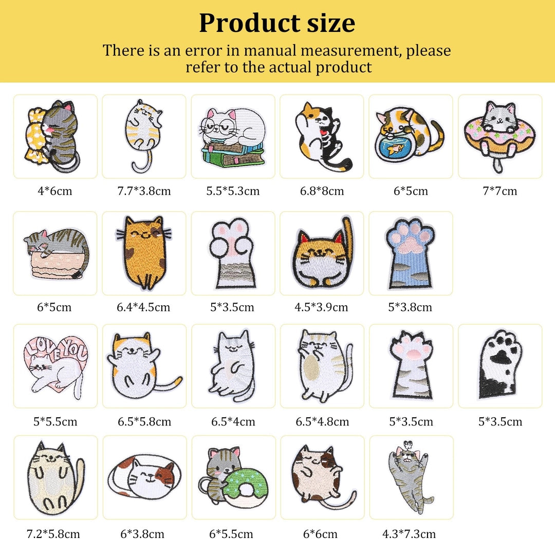 Naszywki termiczne 22 szt. łatki aplikacje do ubrań DIY haftowane Śmieszne Koty Drugie zdjęcie produktu