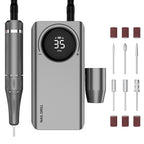 Frezarka do paznokci Nail Master 35000 RPM – bezprzewodowa, LCD i frezy Szara