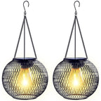Zestaw 2 Lampionów Solarnych Ogrodowych wiszących Retro Wiszące Kule Do Dekoracji