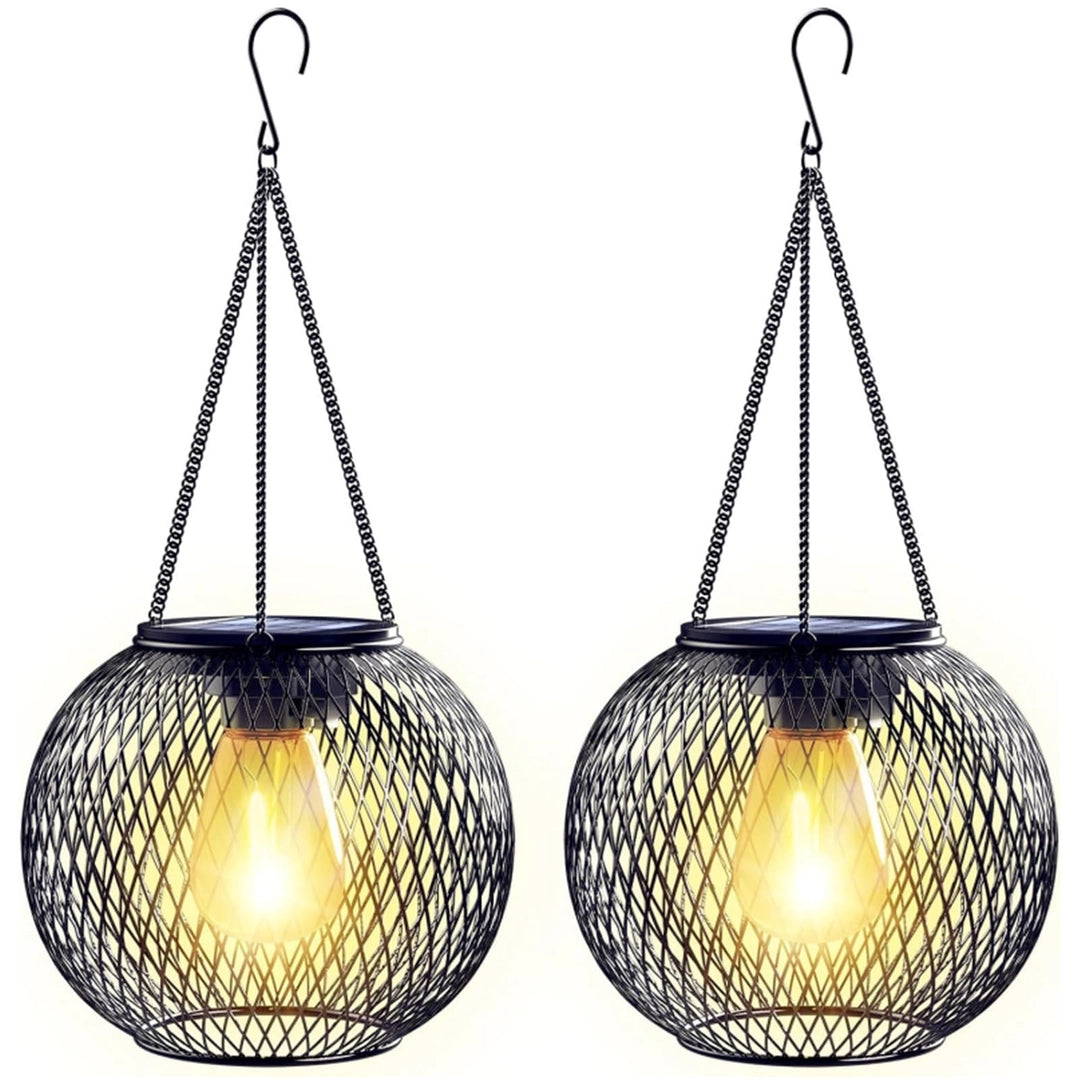 Zestaw 2 Lampionów Solarnych Ogrodowych wiszących Retro Wiszące Kule Do Dekoracji