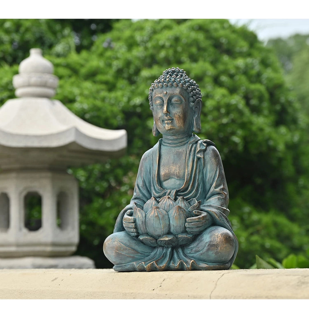 Figura ogrodowa Budda z podświetleniem LED – dekoracja zen 40 cm