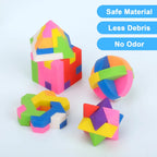 Gumki puzzle 3D dla dzieci zestaw 12szt geometryczne układanki antystres