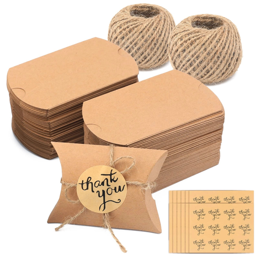 Ekologiczne pudełeczka mini pudełka prezentowe kraft 50 szt z naklejkami