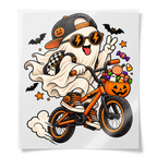 22NA Naprasowanka DTF A4 – Duch na BMX | Śmieszne Halloween