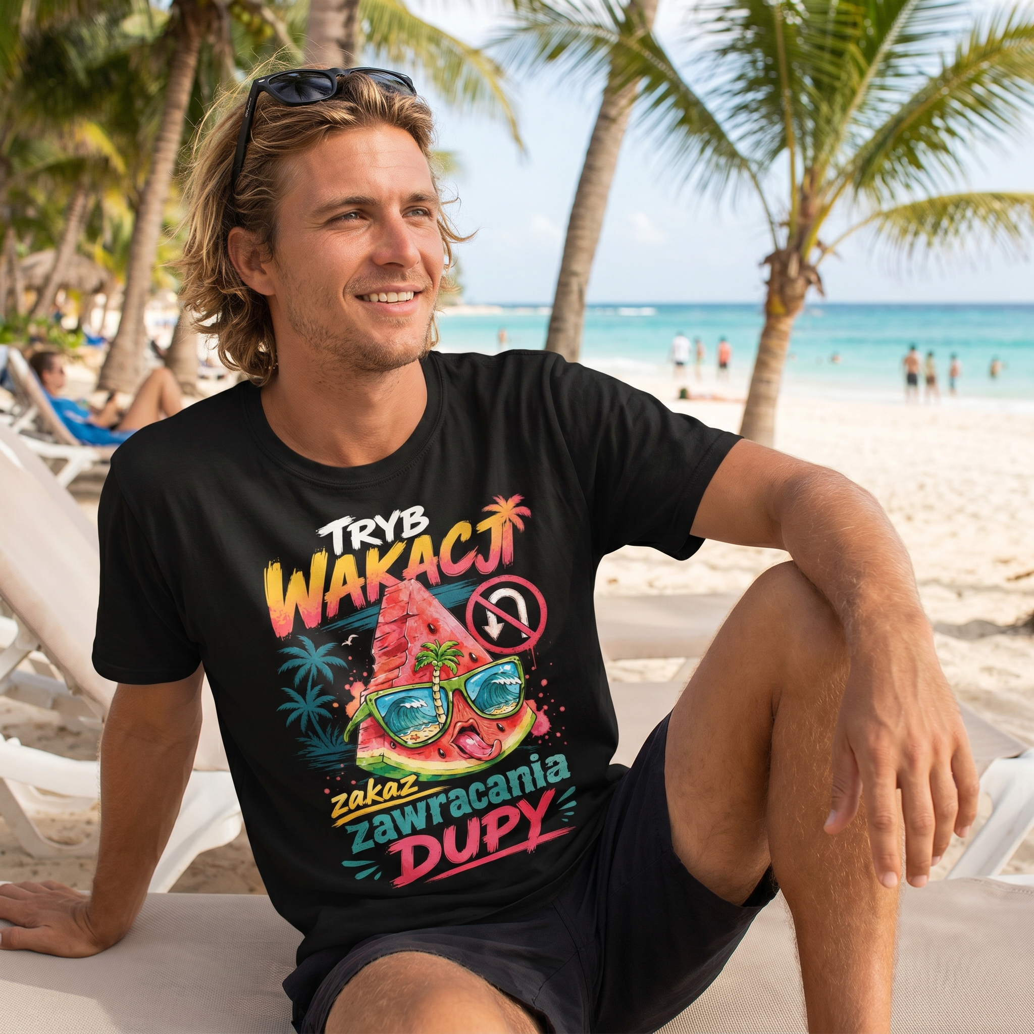 Koszulka Męska T-Shirt Na Wakacje Wakacyjna Urlop Napis Koszulka na Lato