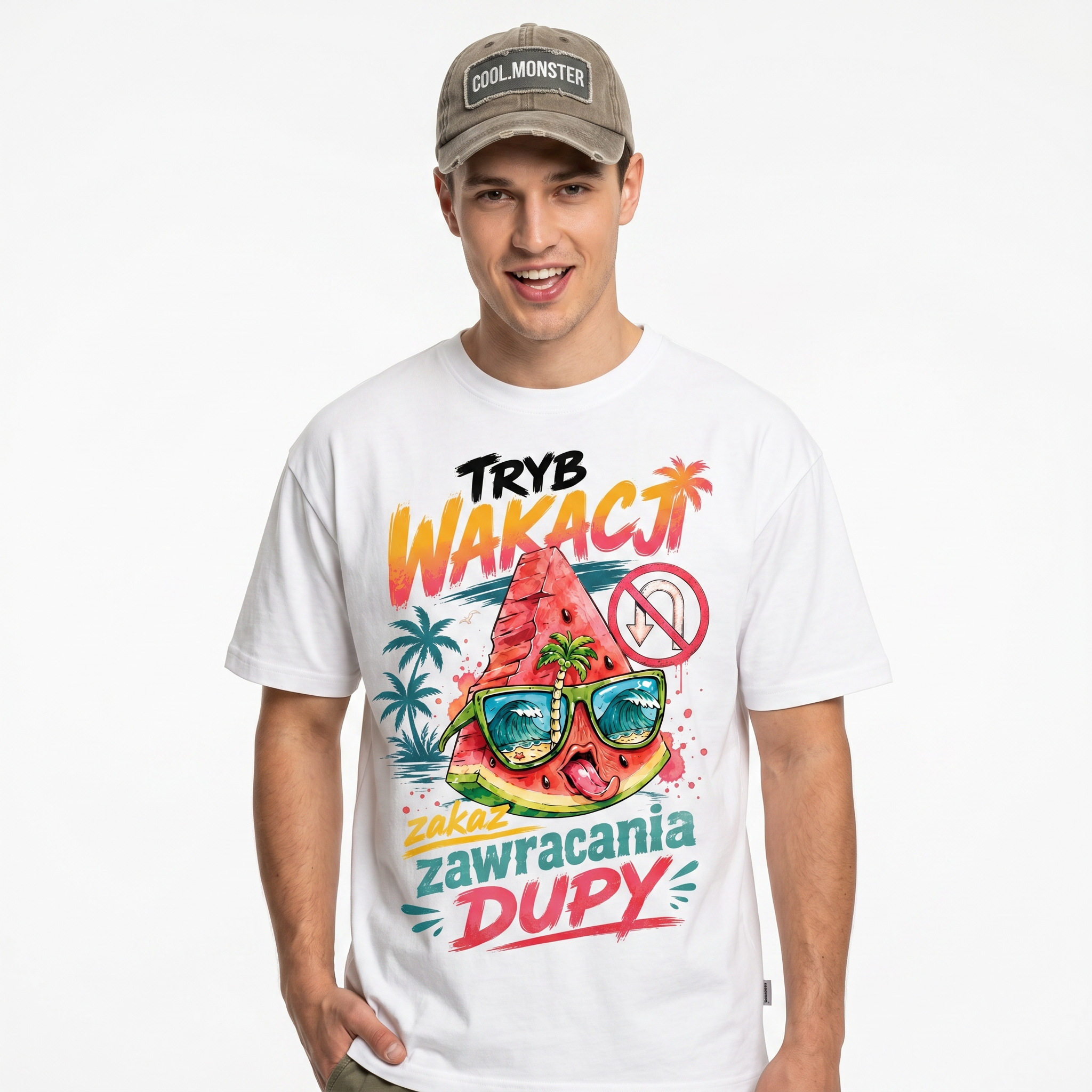 Koszulka Męska T-Shirt Na Wakacje Wakacyjna Urlop Napis Koszulka na Lato