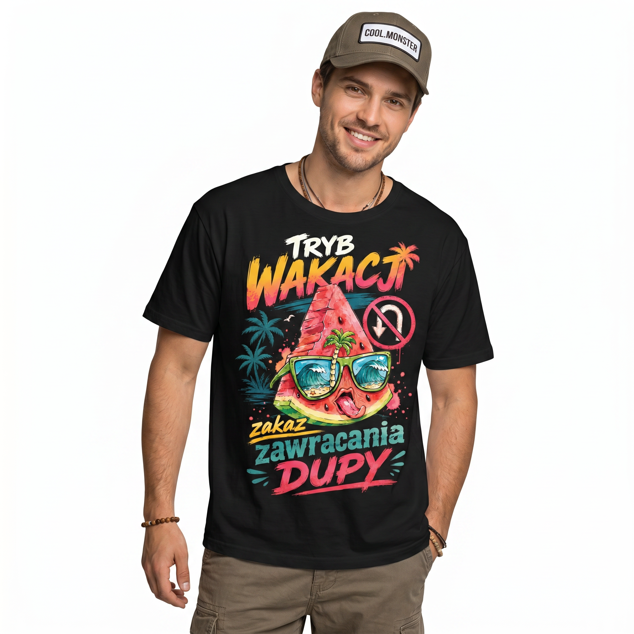 Koszulka Męska T-Shirt Na Wakacje Wakacyjna Urlop Napis Koszulka na Lato