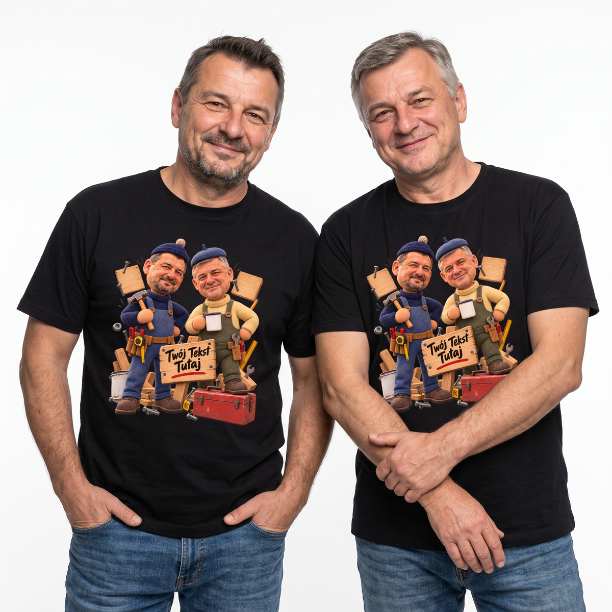 Koszulka personalizowana ze zdjęcia – Wzór Sąsiedzi - dla Złotej rączki Sąsiada, Budowlańca S-5XL