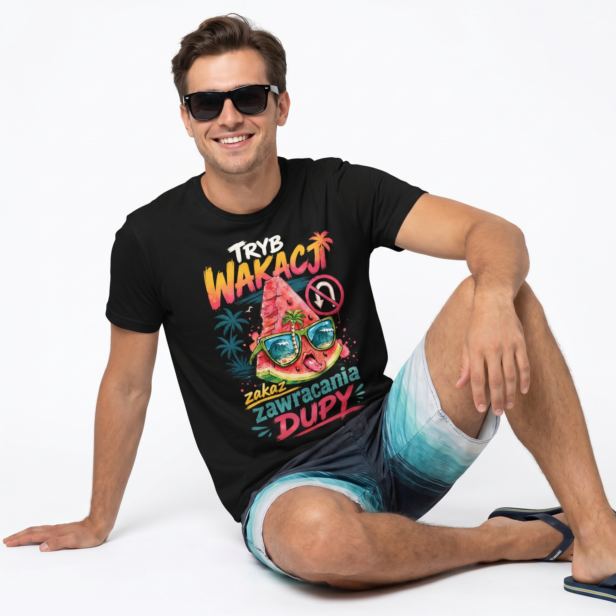 Koszulka Męska T-Shirt Na Wakacje Wakacyjna Urlop Napis Koszulka na Lato